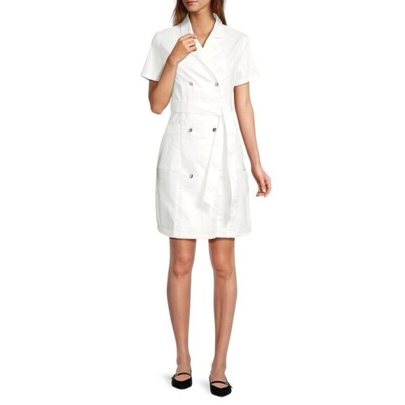 Nanette Lepore Dresses & Skirts - Nanette Lepore Double Breasted Denim Shirtdress Color Brilliant White Size 8 New